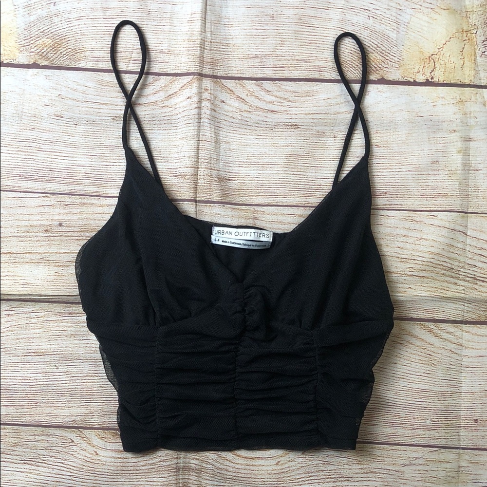 Urban Outfitters Black Mesh Ruched Camisole‎
